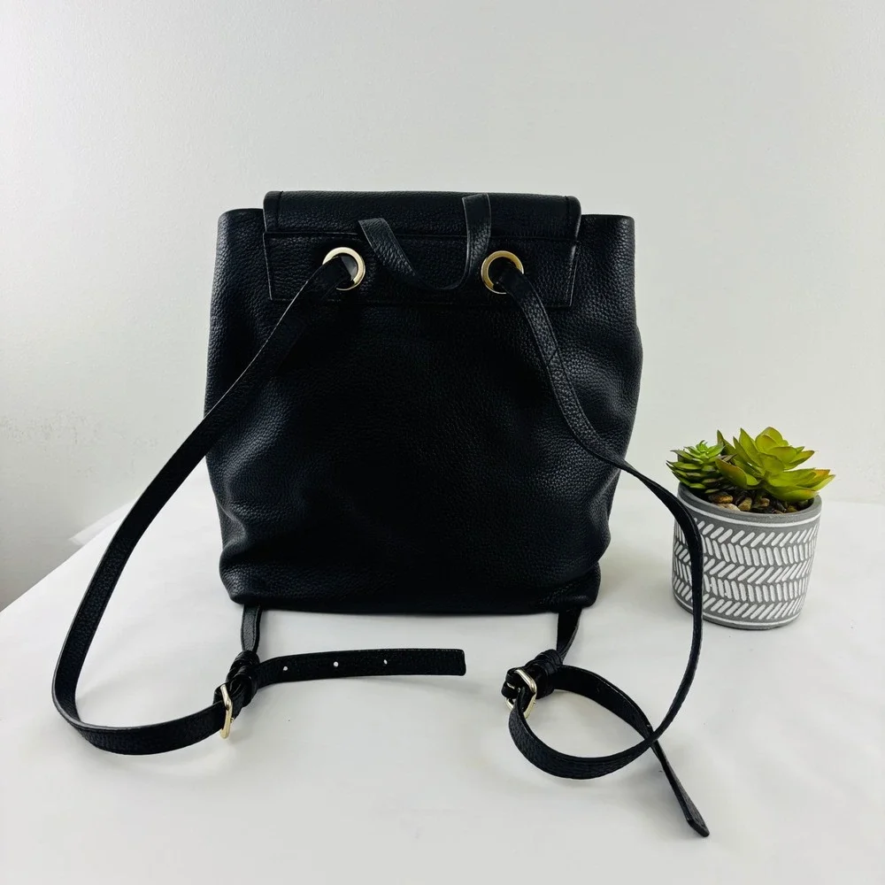 Kate Spade New York Medium Black Pebble Leather Backpack Purse